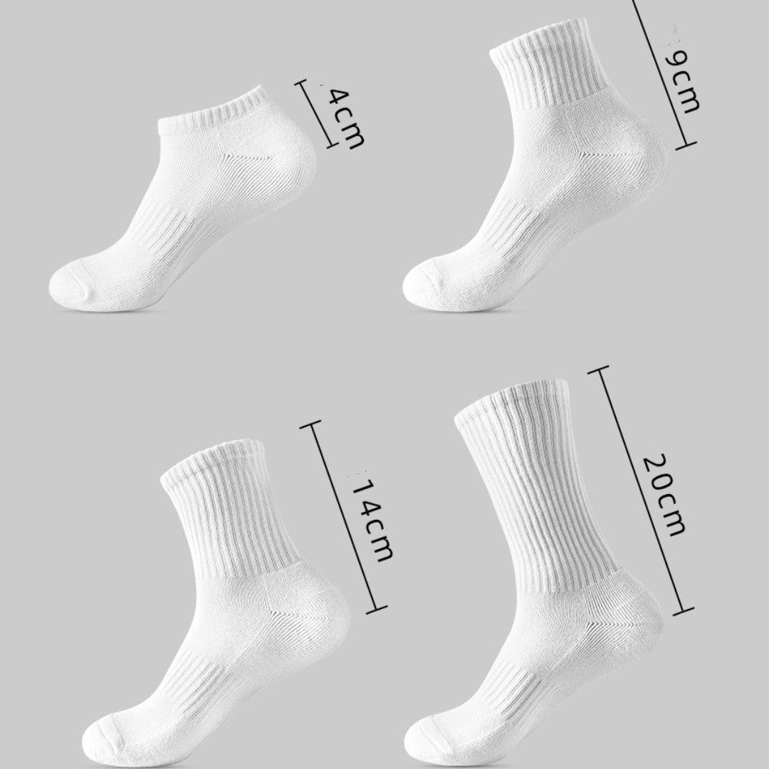 Men's Medium Length Pure White Towel Bottomed Socks Sport Thin Pure Cotton
