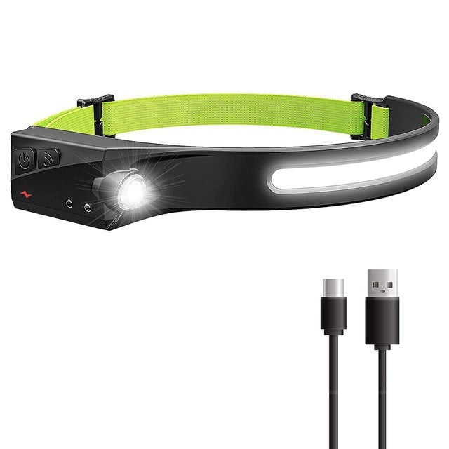 Wave Induction COB Headlight Outdoor Riding Light Night Run Light