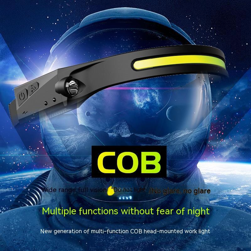 Wave Induction COB Headlight Outdoor Riding Light Night Run Light